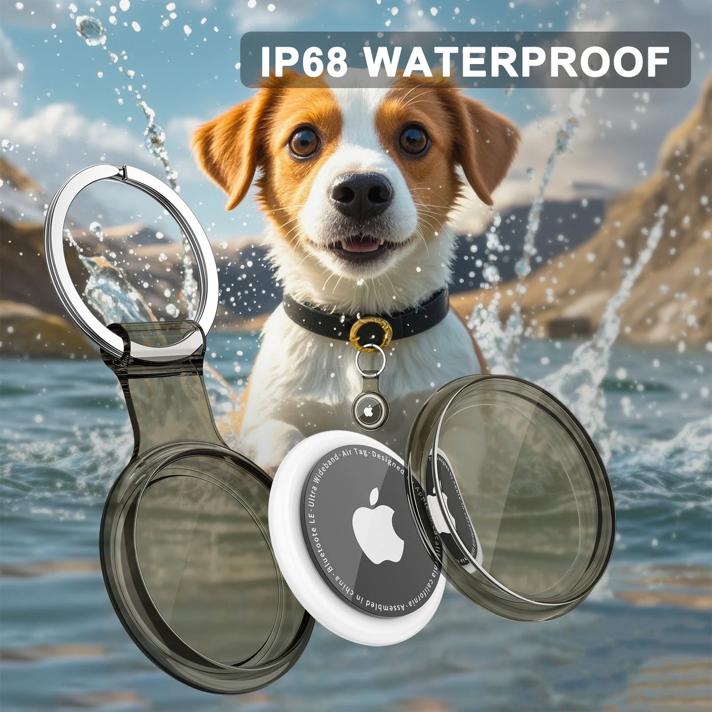 Clear TPU Case For Apple Airtag Cover Anti-lost Keychain Waterproof Protective Shell For Airtag Dog Cat Pet Collar Tracker Case
