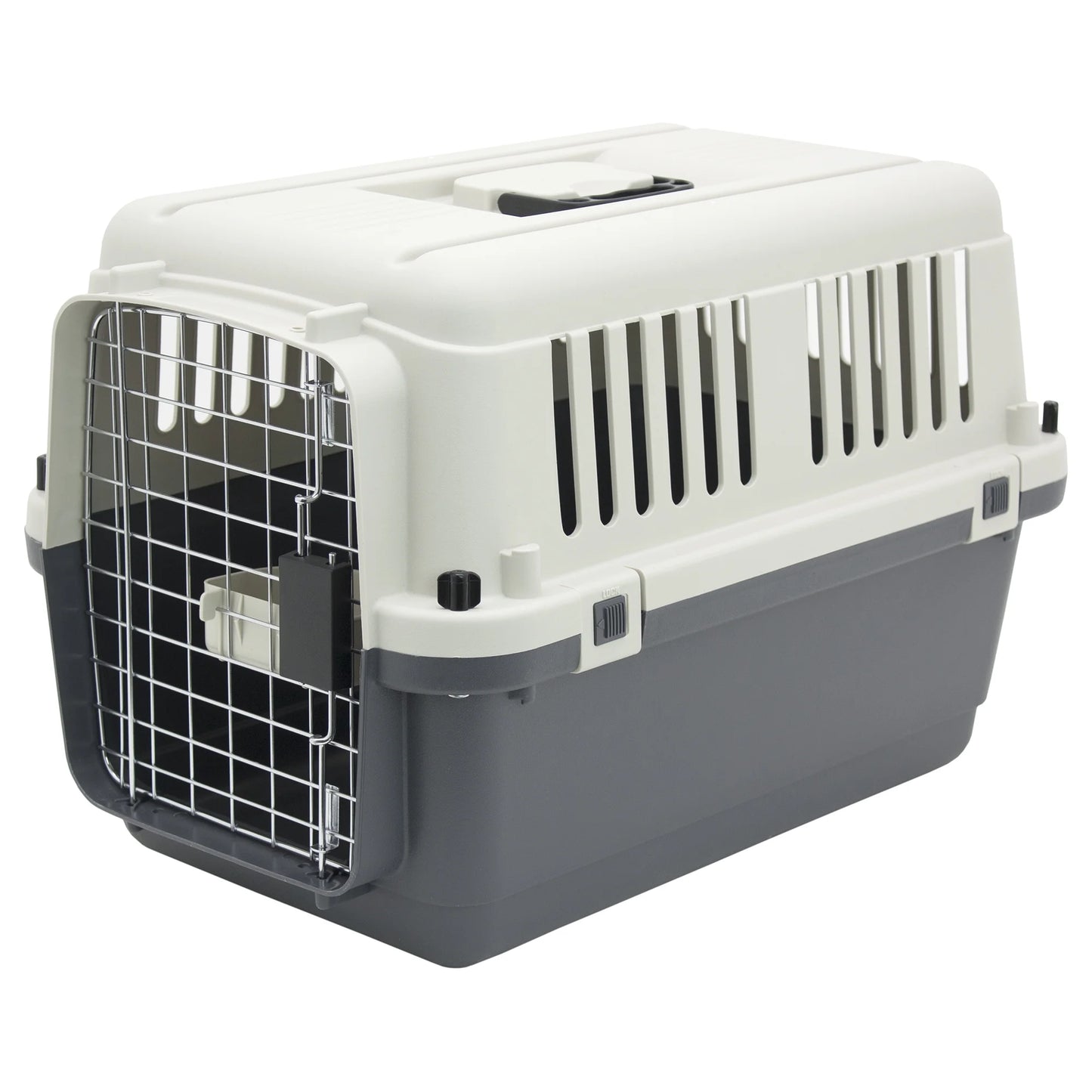 Plastic Kennel for Dogs & Cats, Wire Door, IATA Airline Approved, Travel Crate, No Wheels, Gray, Small, 24" L X 16" W X 16" H