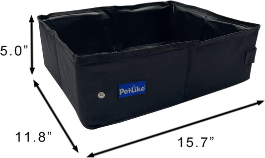 Petlike Travel Cat Litter Box, Leak-Proof Portable Litter Box, Collapsible Toilet Tray Carrier for Small Medium Cats (Medium, Black)