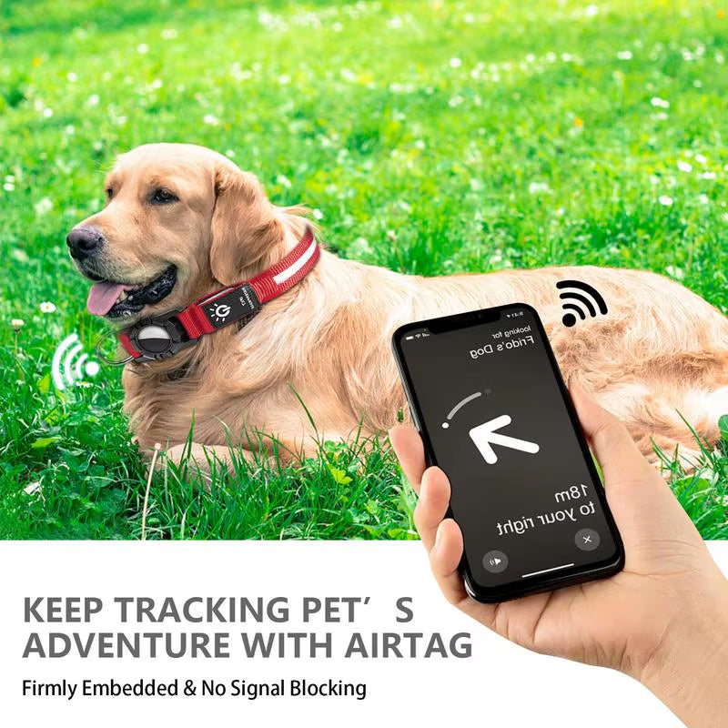 For Apple Air-Tag GPS Finder Waterproof Led Dog Collar Light USB Chargeable Swimming at Night for Apple Air Tag Tracker Case
