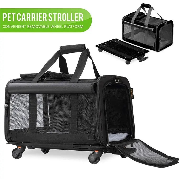 Airline Approved Extra Small Large Stroller Trolley Rolling Cat Pet Dog Carrier Bag With Wheels for Small Large Dog