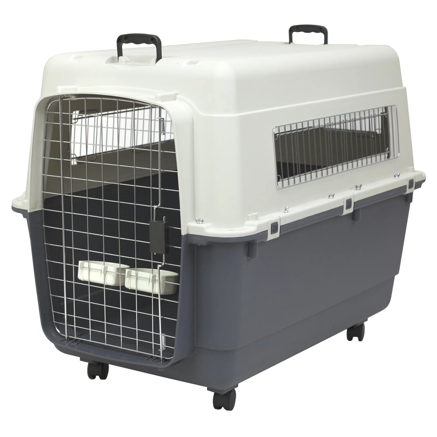 Plastic Kennel for Dogs, Wire Door, IATA Airline Approved, Travel Crate, with Wheels, Gray, Extra Extra Large, 40" L X 27" W X 30" H