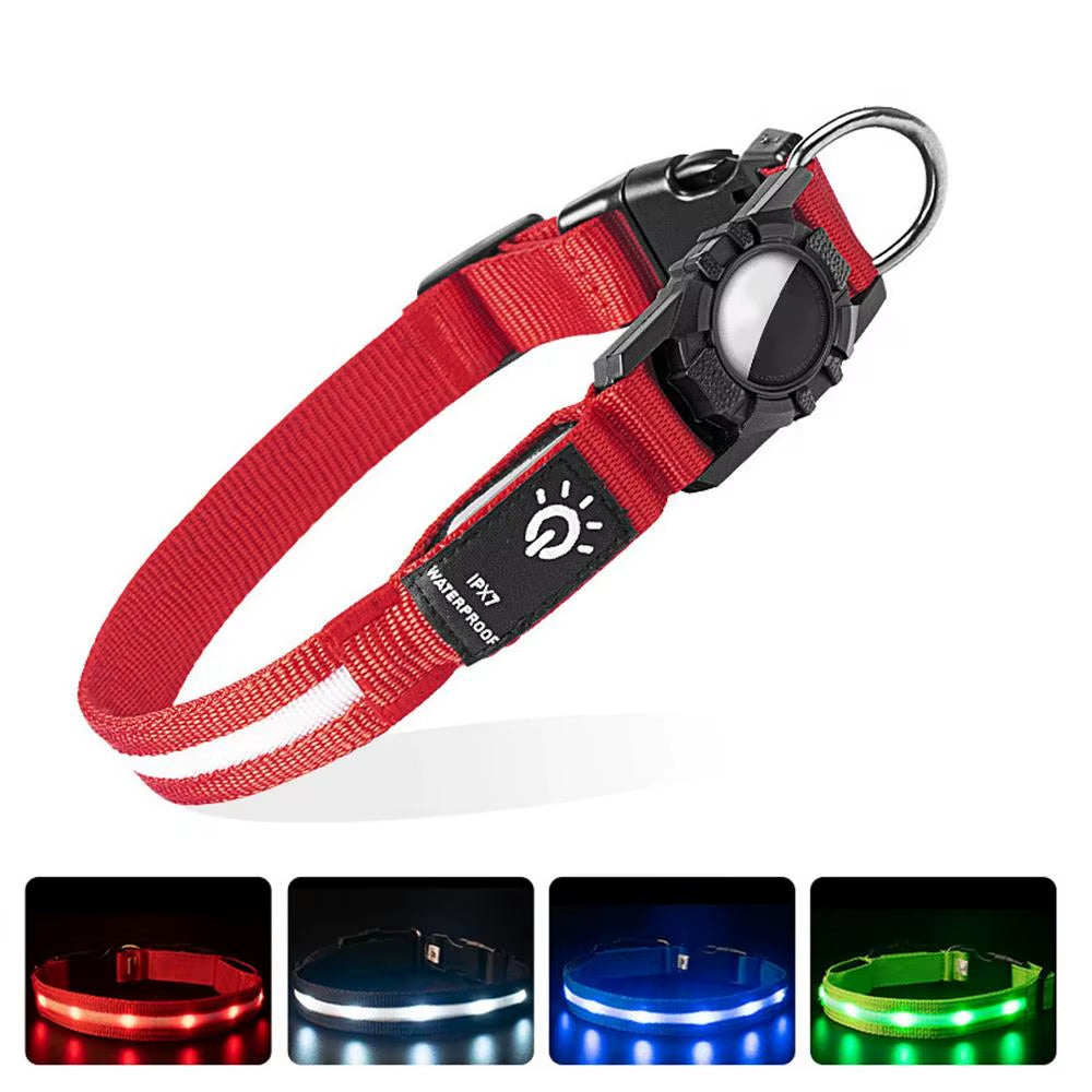For Apple Air-Tag GPS Finder Waterproof Led Dog Collar Light USB Chargeable Swimming at Night for Apple Air Tag Tracker Case