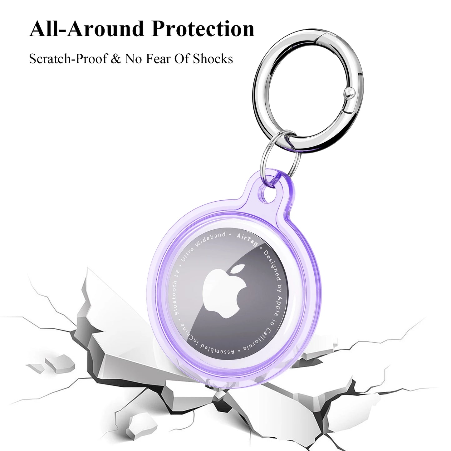 Full Cover Case For Apple Airtag Transparent Waterproof TPU Shell With Anti-lost Keychain Dog Cat Pet Collar Tracker Protective