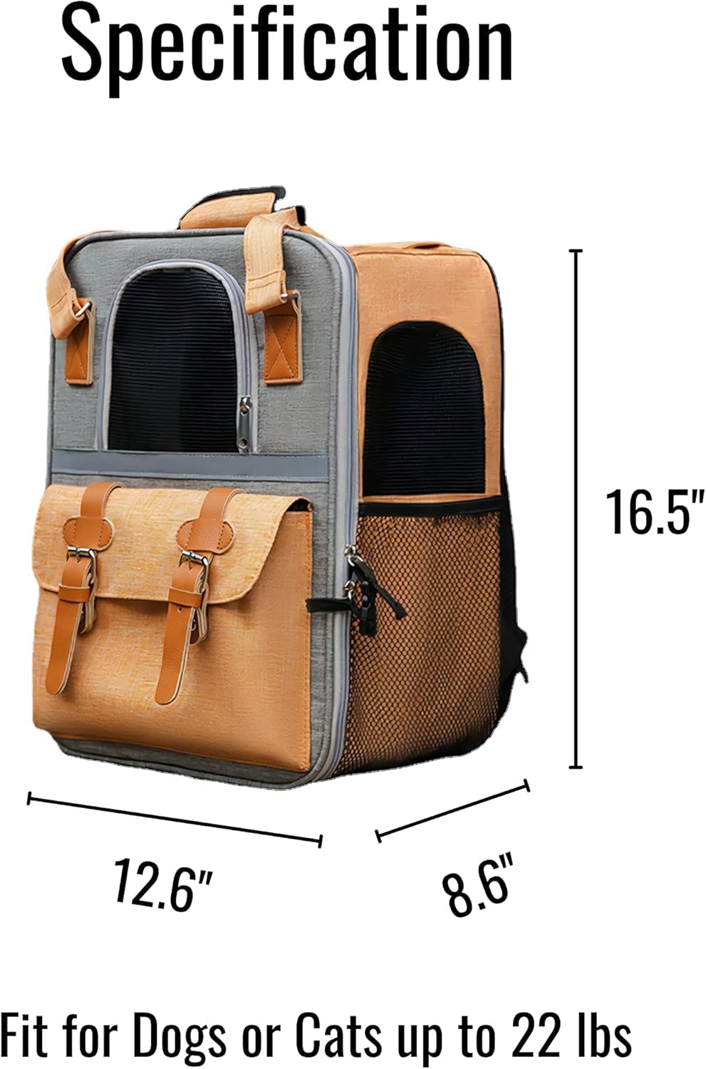Pet Carrier Backpack, Cat Small Dog Backpack Carrier for Traveling Hiking Outdoor with Ventilated Mesh Straps Premium Oxford Cloth Leather Buckle(Orange) (HP001)