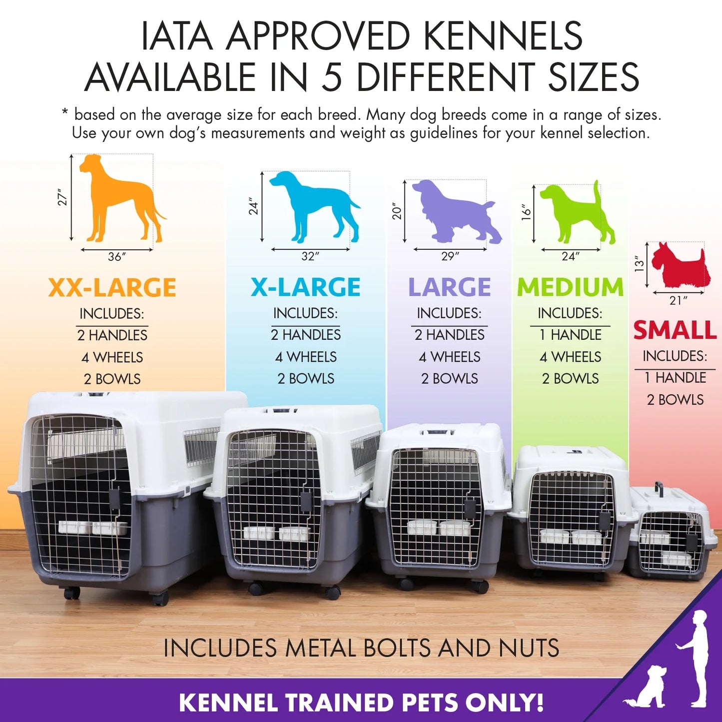 Plastic Kennel for Dogs, Wire Door, IATA Airline Approved, Travel Crate, with Wheels, Gray, Extra Large, 32" L X 22" W X 23" H