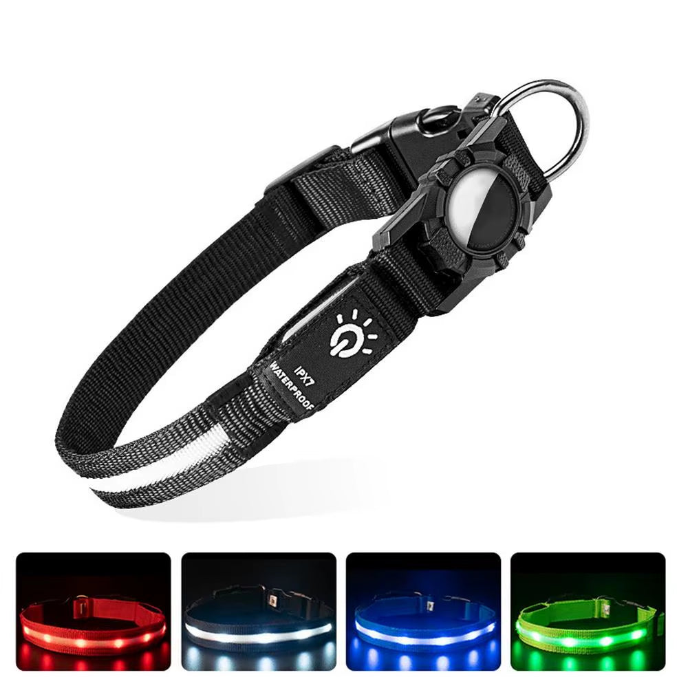 For Apple Air-Tag GPS Finder Waterproof Led Dog Collar Light USB Chargeable Swimming at Night for Apple Air Tag Tracker Case