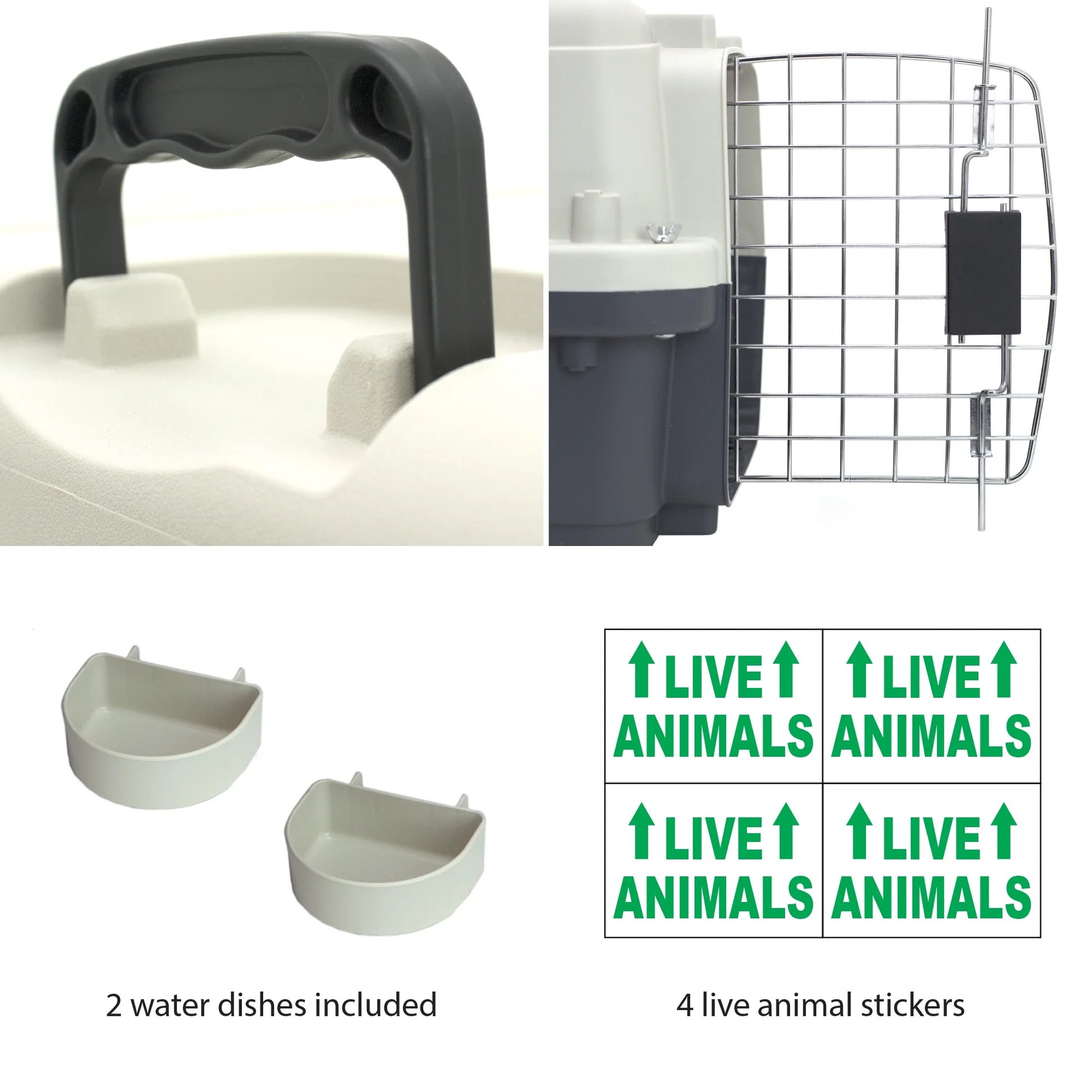 Plastic Kennel for Dogs & Cats, Wire Door, IATA Airline Approved, Travel Crate, No Wheels, Gray, Small, 24" L X 16" W X 16" H