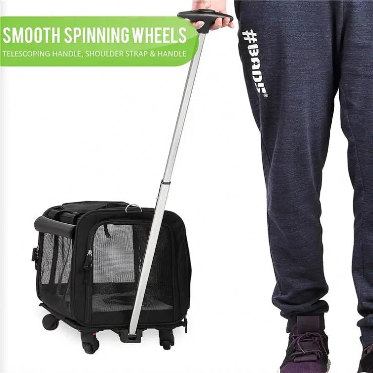 Airline Approved Extra Small Large Stroller Trolley Rolling Cat Pet Dog Carrier Bag With Wheels for Small Large Dog