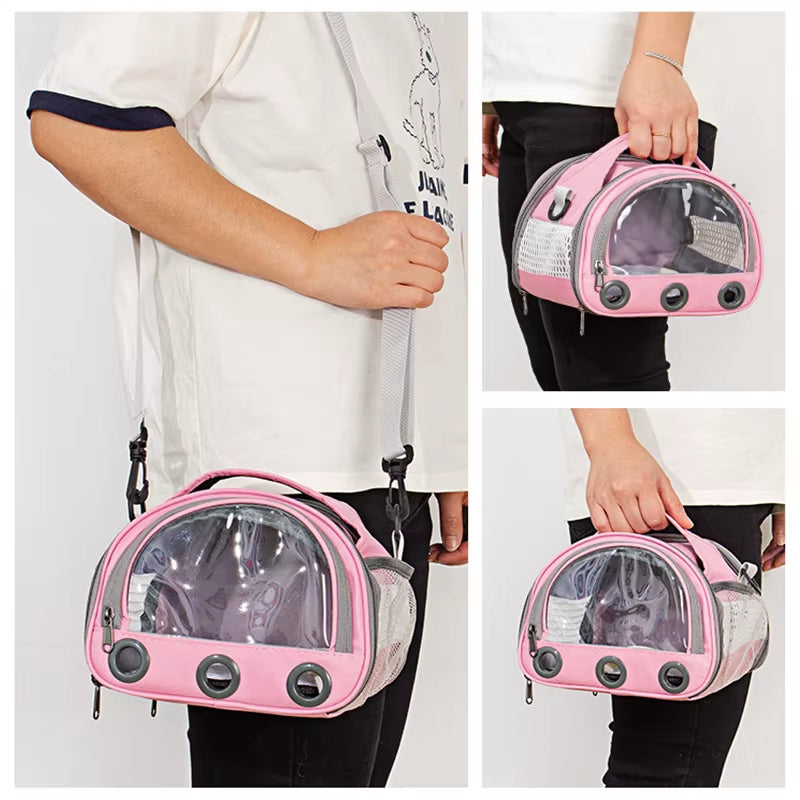 Foldable Cat Dog Bird Rabbit Carrier Bag with Thick Cotton Cushion Pet Aviation Backpack Anti-Suffocation Portable Travel Bag