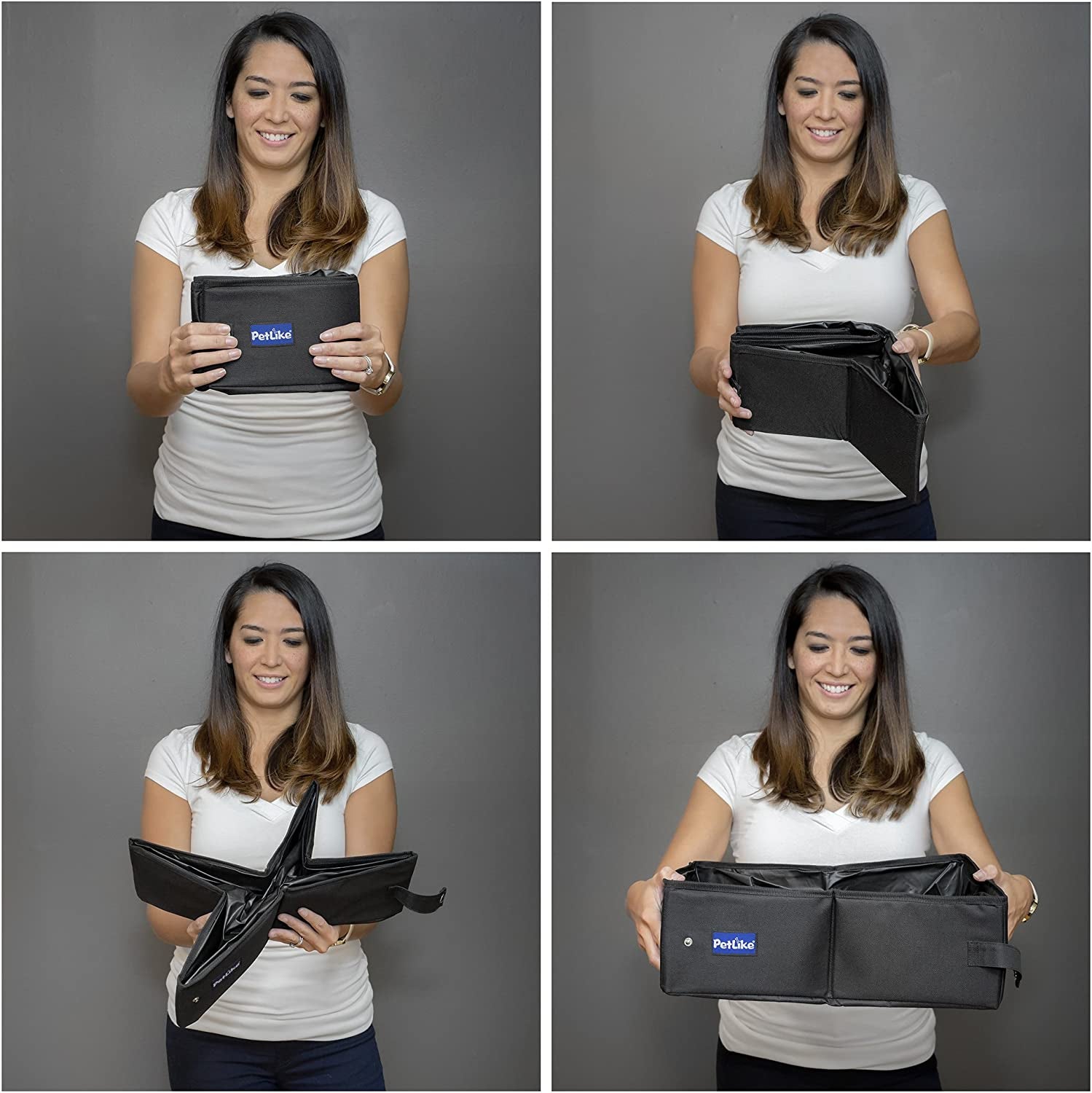 Petlike Travel Cat Litter Box, Leak-Proof Portable Litter Box, Collapsible Toilet Tray Carrier for Small Medium Cats (Medium, Black)