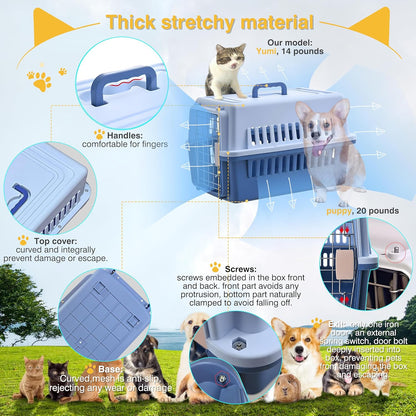 '-Pets Spree Travel Pet Carrier Dog/Cat Hard-Sided Carriers for Pets up to 15 Pounds Small Animal Carrier Airline/Road Travel Approved Stout (Orang)