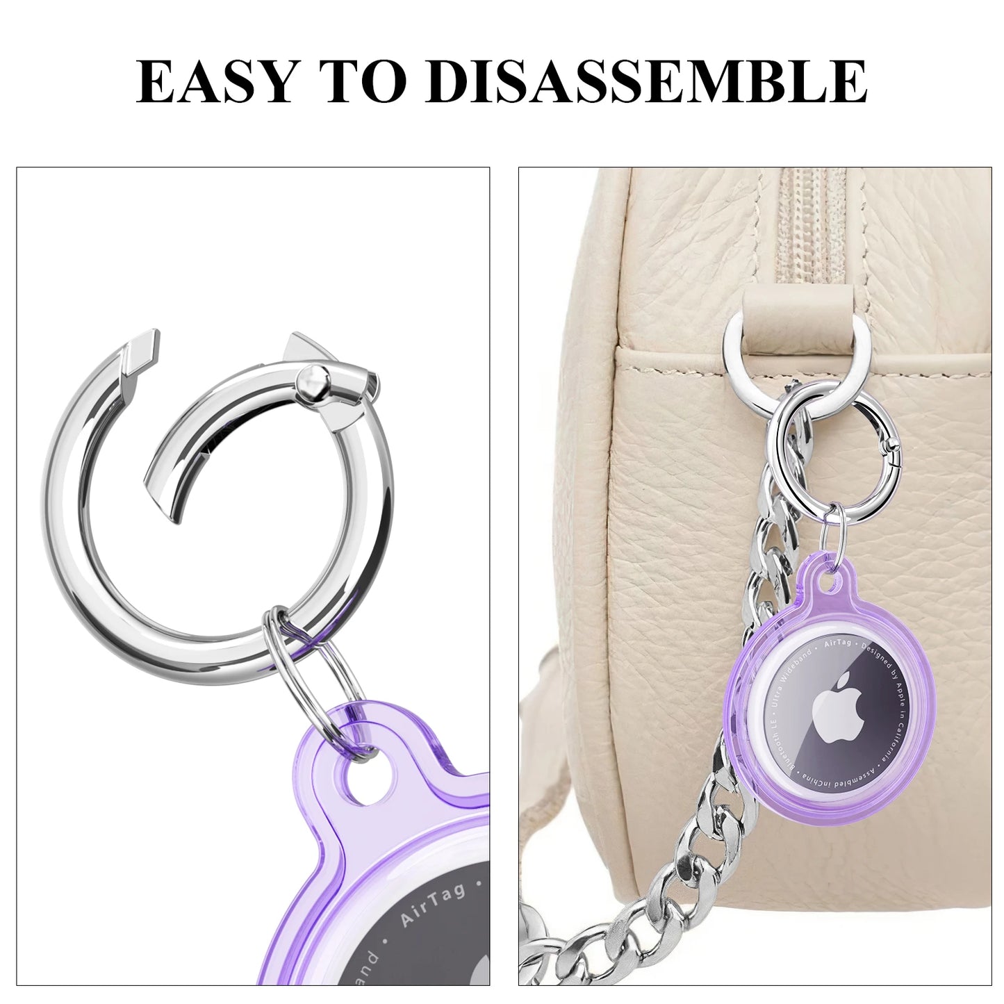 Full Cover Case For Apple Airtag Transparent Waterproof TPU Shell With Anti-lost Keychain Dog Cat Pet Collar Tracker Protective