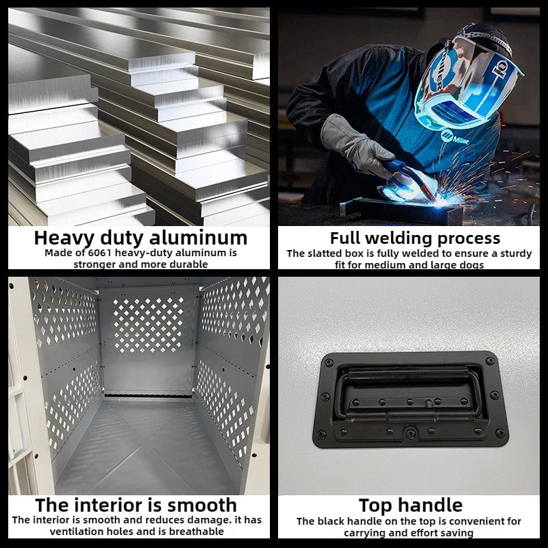 Heavy Duty Fully Collapsible Dog Crate Aluminium Alloy Medium and Large Dog Crate Folding Pet Car Crate Camping Travel IATA