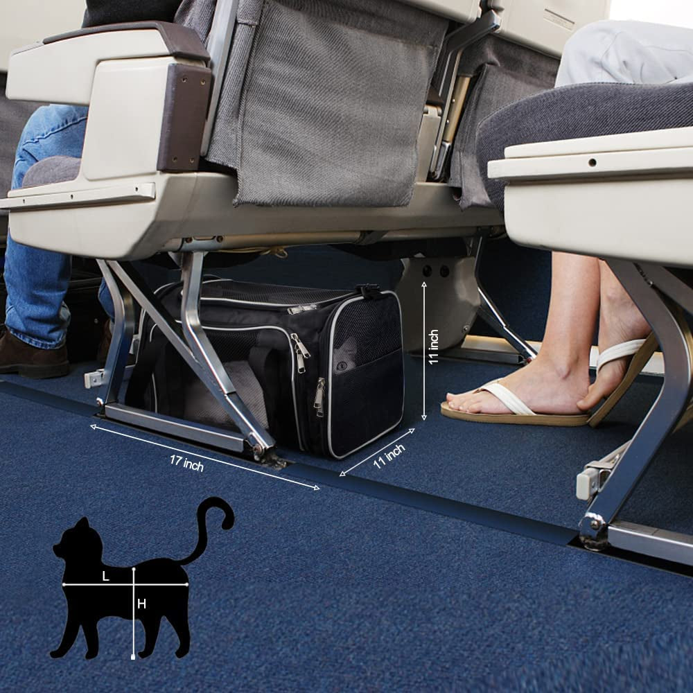 Cat Carrier, Pet Carrier Airline Approved Pet Carrier Bag Collapsible 15 Lbs Dog Carrier for Small Medium Cats Dogs Puppies Kitten - Black