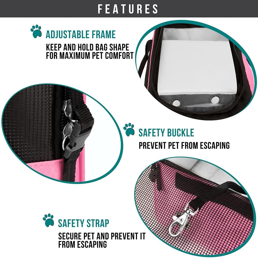 Dog Purse Carrier for Small Dogs, Airline Approved Soft Sided Pet Carrier with Pockets, Ventilated Dog Carrying Bag for Puppy Cat, Dog Travel Supplies Bag, Sherpa Bed, Max 12 Lbs, Pink