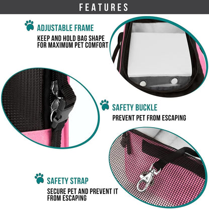 Dog Purse Carrier for Small Dogs, Airline Approved Soft Sided Pet Carrier with Pockets, Ventilated Dog Carrying Bag for Puppy Cat, Dog Travel Supplies Bag, Sherpa Bed, Max 12 Lbs, Pink