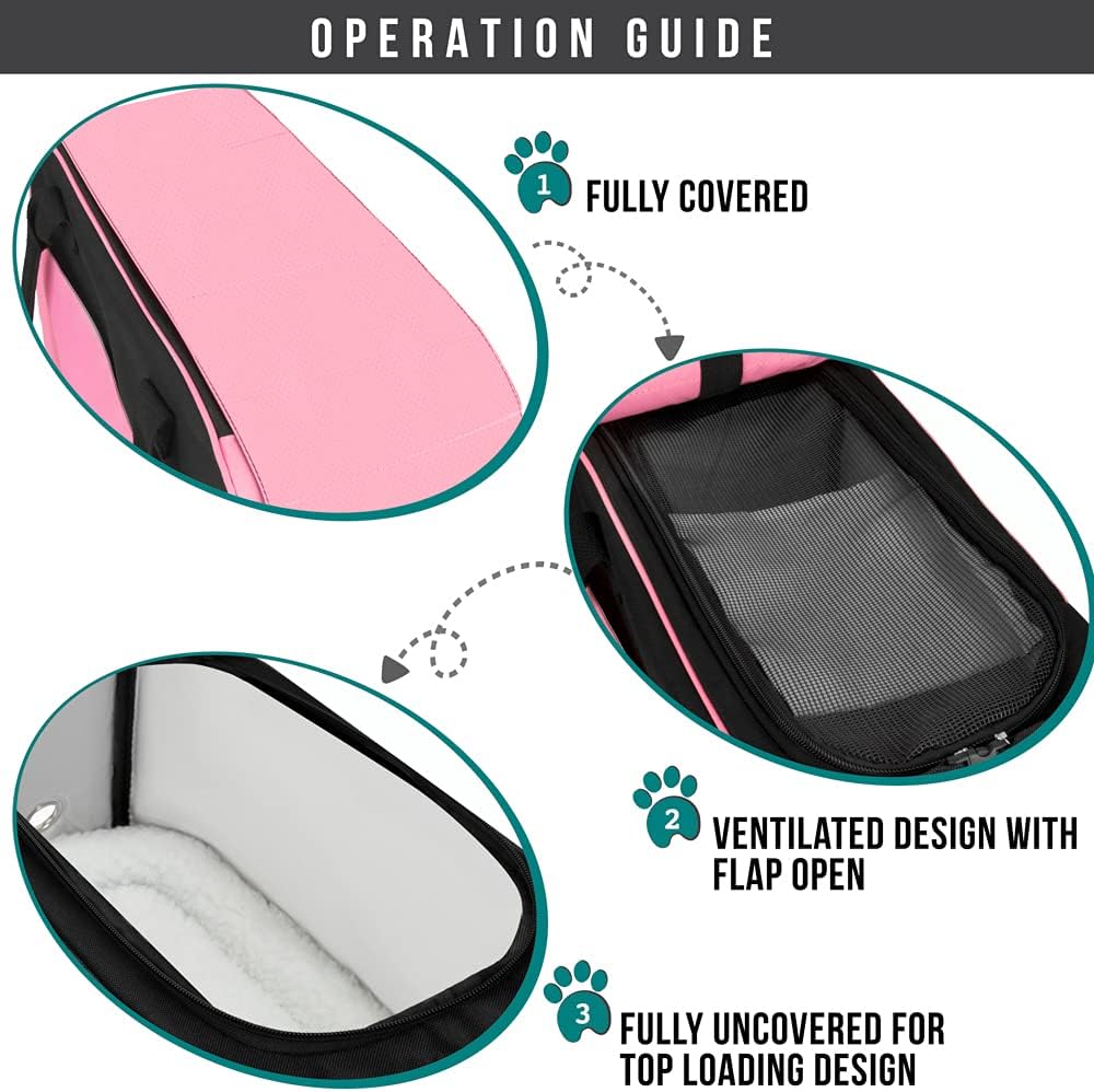 Dog Purse Carrier for Small Dogs, Airline Approved Soft Sided Pet Carrier with Pockets, Ventilated Dog Carrying Bag for Puppy Cat, Dog Travel Supplies Bag, Sherpa Bed, Max 12 Lbs, Pink