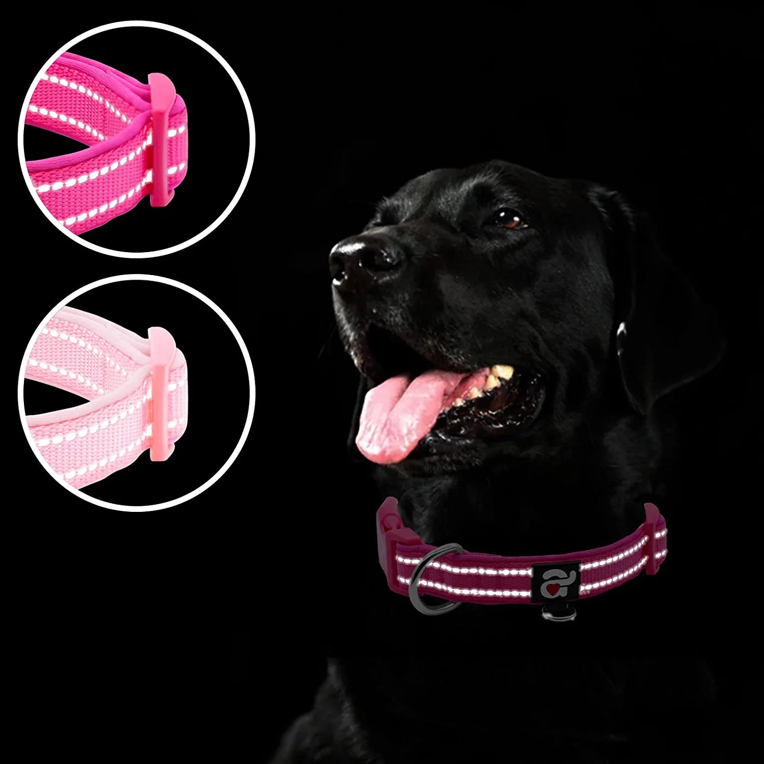2 Pack Reflective Soft Neoprene Padded Dog Collars Adjustable Pet Collar with ID Tag Ring Safe and Comfy for Medium Dogs