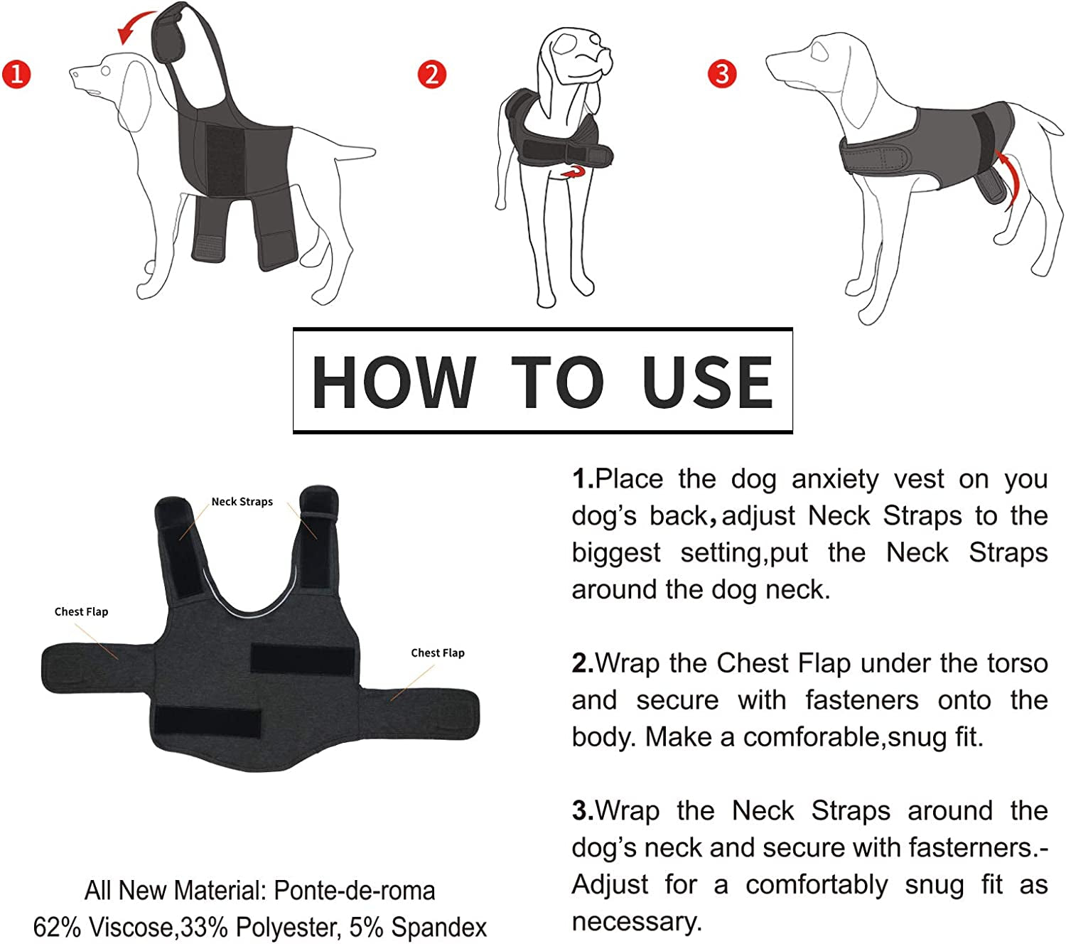 Comfort Dog Anxiety Relief Coat, Dog Anxiety Calming Vest Wrap for Thunderstorm,Travel,4Th of July Fireworks,Vet Visits,Separation (M,Rose)