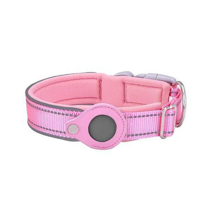 Reflective Airtag Dog Collar,Padded for Apple Air Tag Adjustable Dog Collar with Airtag Holder Case for Heavy Duty Small Medium Large Dogs