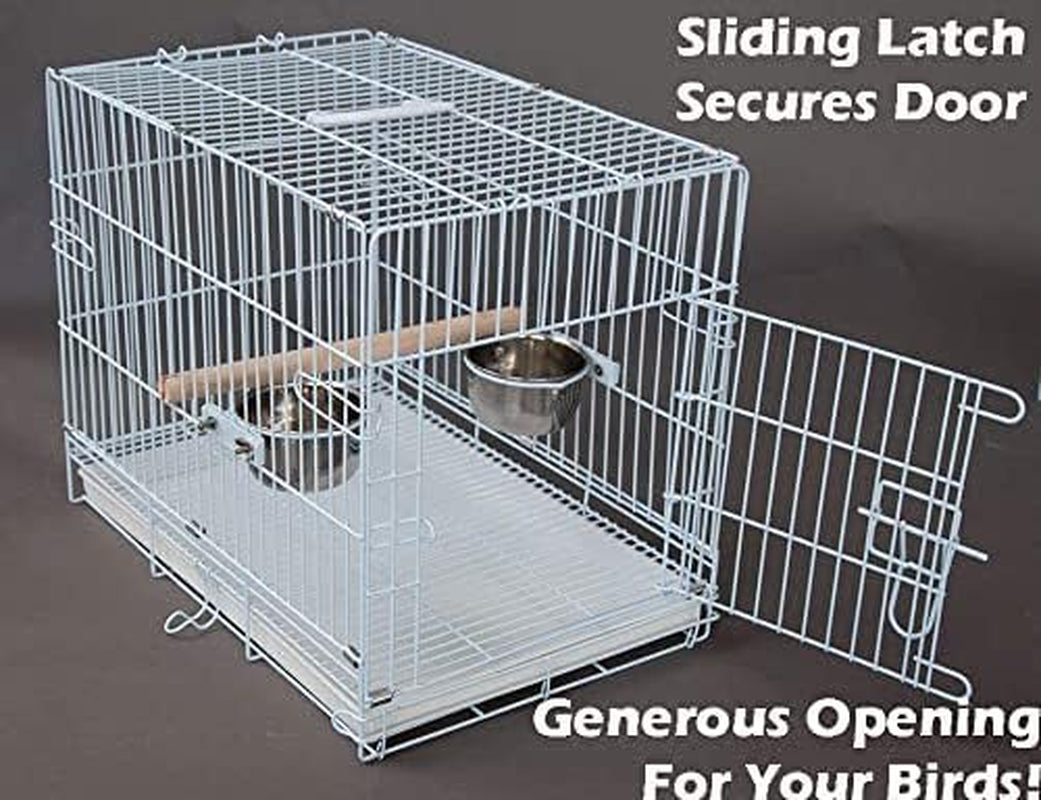 Collapsable Bird, Parrot, Dog, Bunny, Rabbit and Cat Carrier Travel Vet Carrier Cage (19" X 12" X 16"H, White)