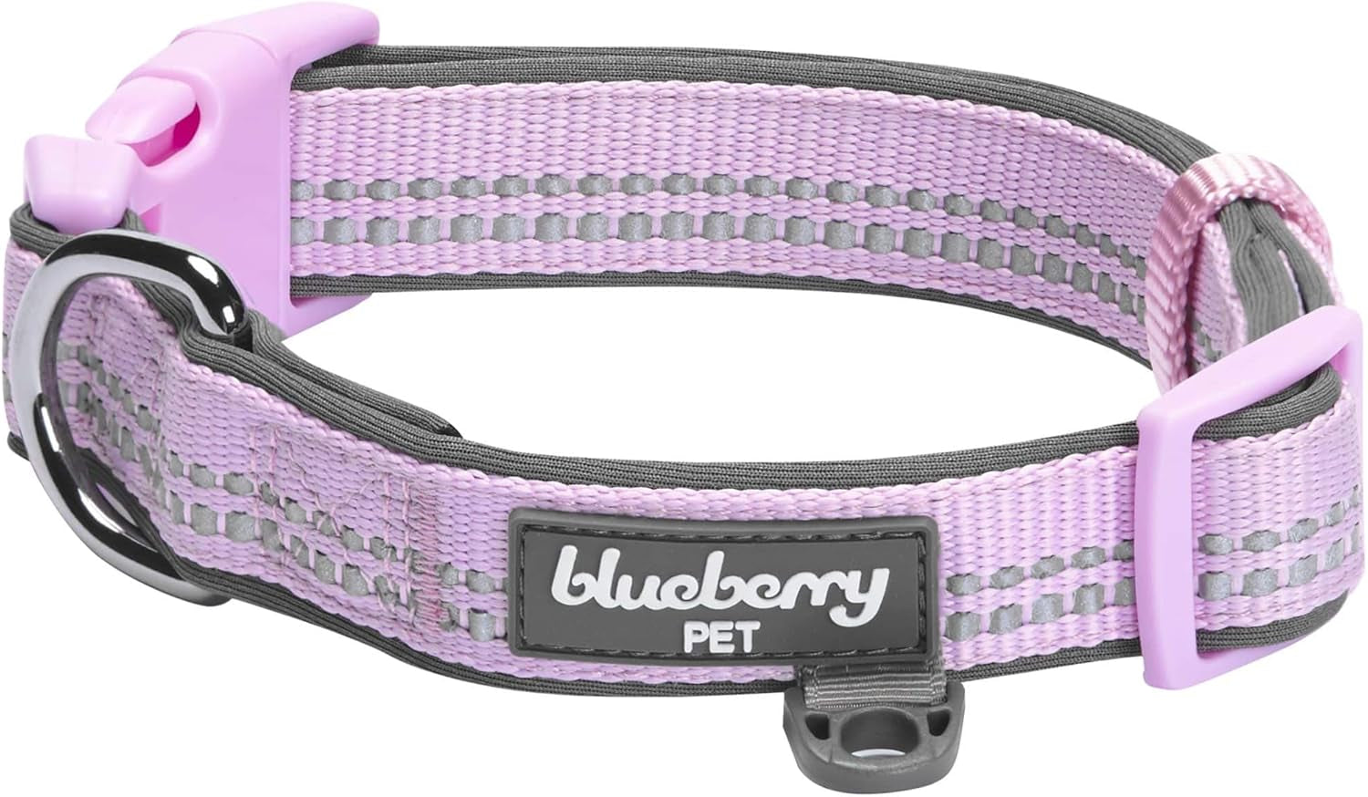 Soft & Safe 3M Reflective Neoprene Padded Adjustable Dog Collar - Lavender Pastel Color, Large, Neck 18"-26"