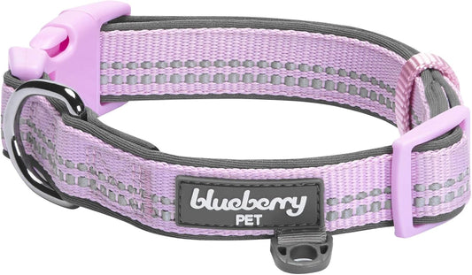 Soft & Safe 3M Reflective Neoprene Padded Adjustable Dog Collar - Lavender Pastel Color, Large, Neck 18"-26"