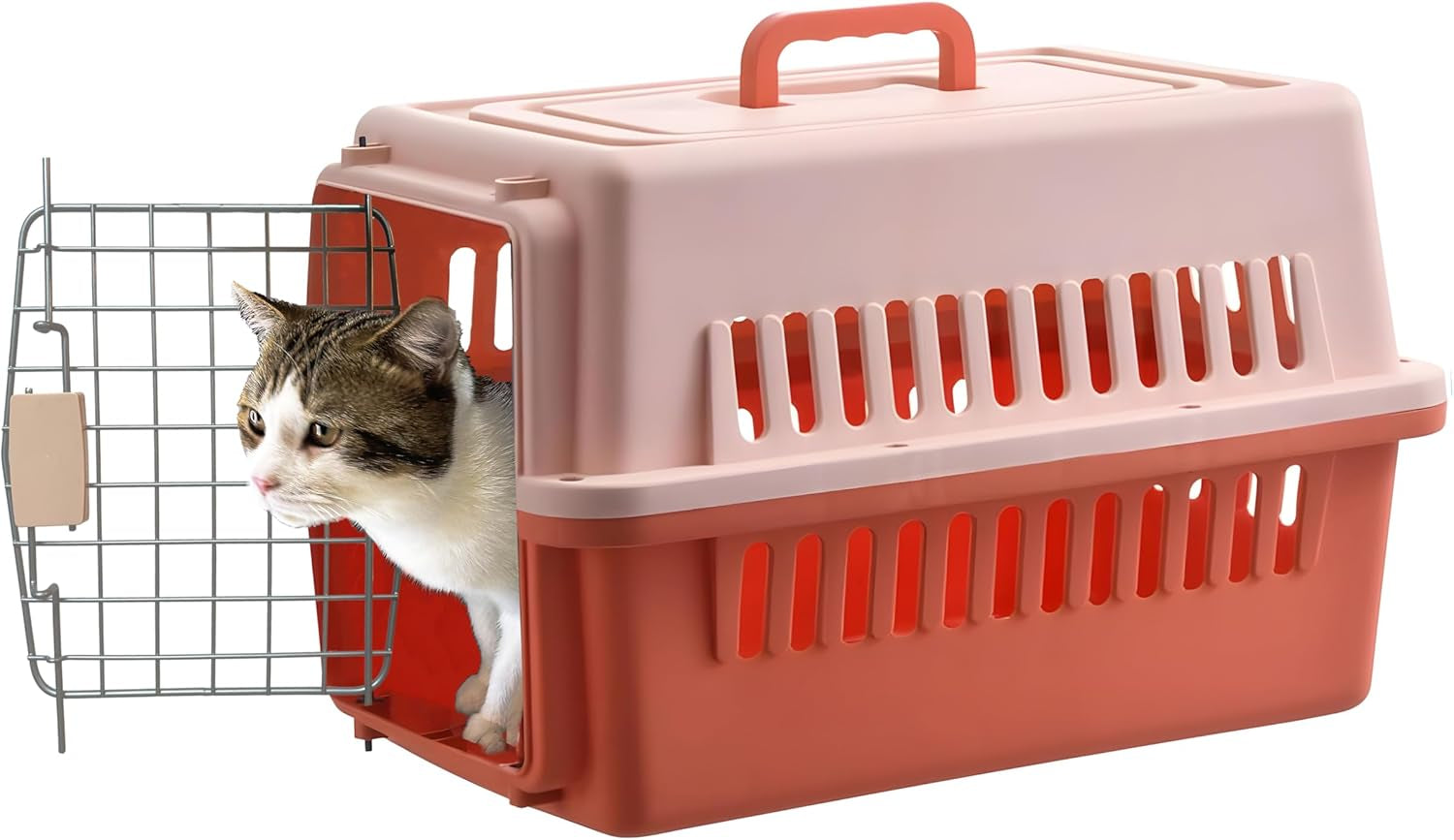 -Pets Spree Travel Pet Carrier Dog/Cat Hard-Sided Carriers for Pets up to 15 Pounds Small Animal Carrier Airline/Road Travel Approved Stout (Orang)