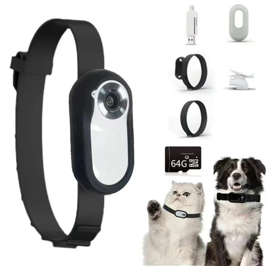 Hot-HD 1080P Dog Tracker Collar No Wifi Needed Cat Camera Collar Camera With Video Records Cat Dog Gift