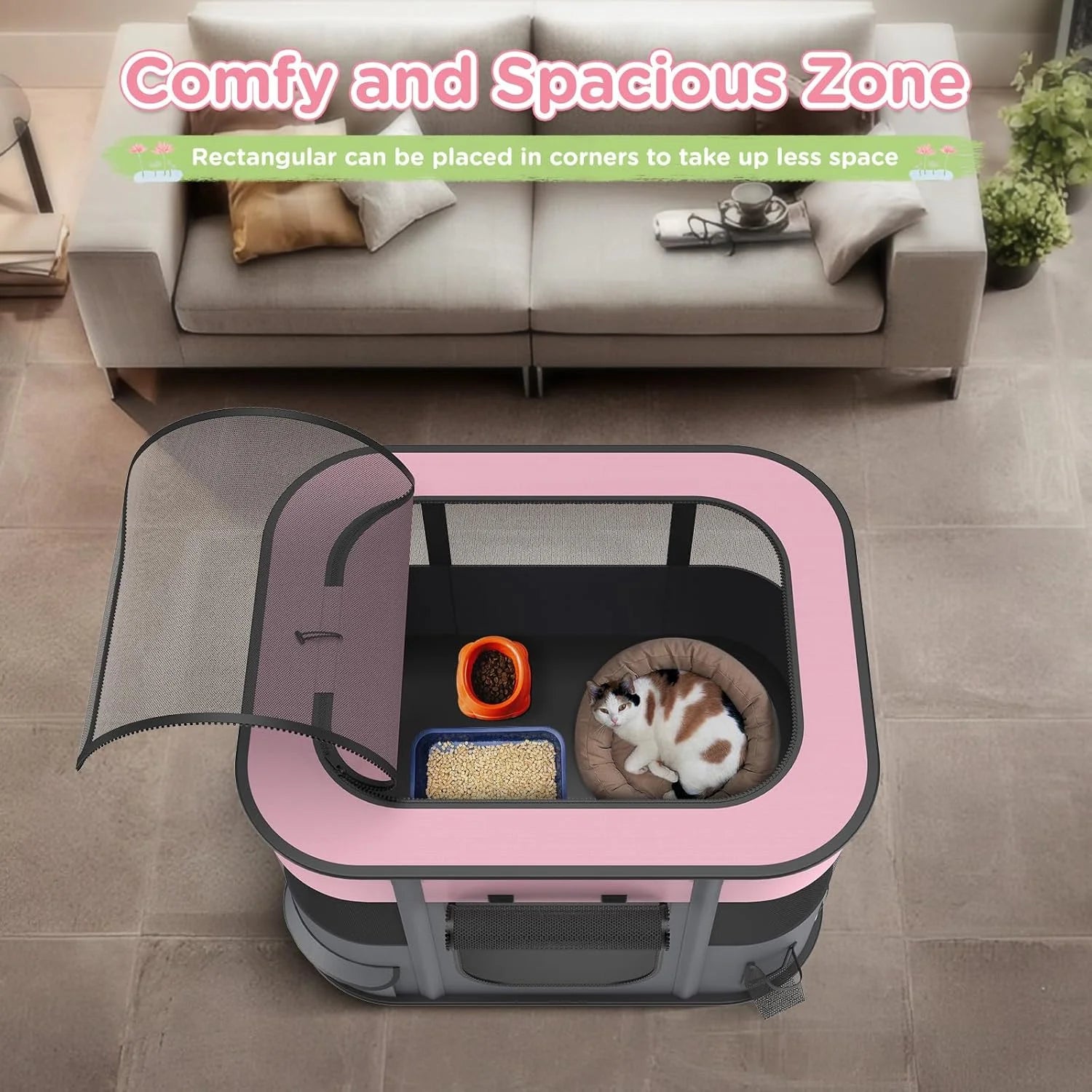 Pet Playpen for Dog Cat Rabbit, Portable Foldable Exercise Pen Tent, Breathable Shade Cover, Indoor Outdoor Travel Use