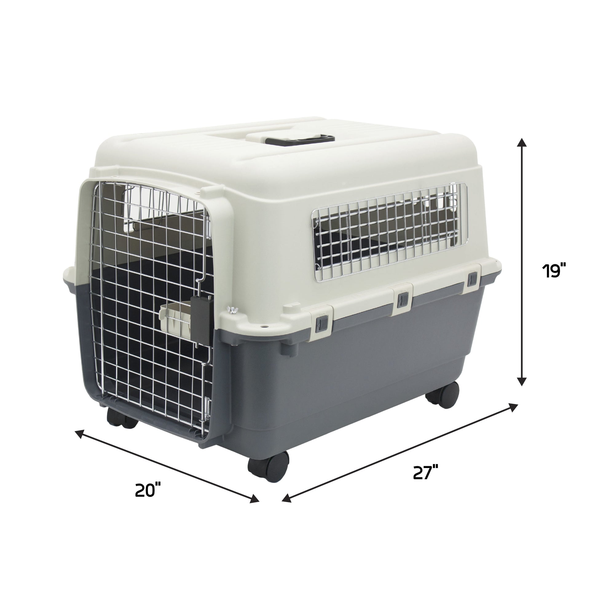 Airline Approved Plastic Dog Kennel with Wheels, Medium