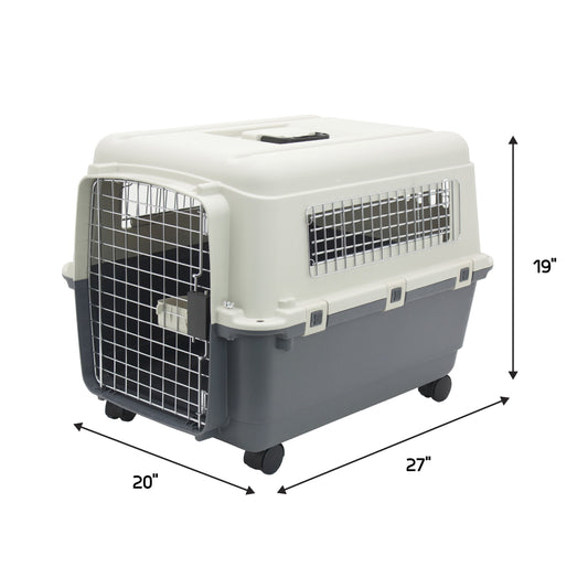 Airline Approved Plastic Dog Kennel with Wheels, Medium