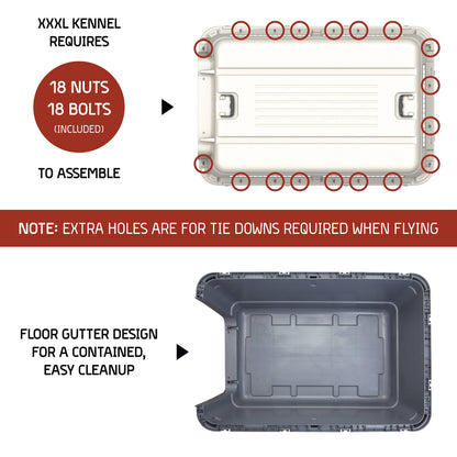 Airline Approved Plastic Dog Kennel with Wheels, Xxx-Large