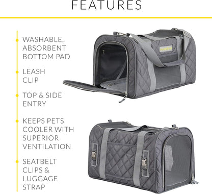Dog Carrier Airline Approved. Soft-Sided Cat Carrier, Pet Carrier. Everyday Use, Car, Plane Travel. Collapsible, Rigid Frame for Easy Storage.