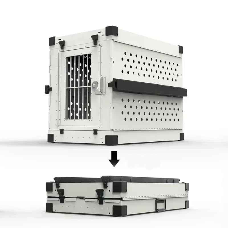 Heavy Duty Fully Collapsible Dog Crate Aluminium Alloy Medium and Large Dog Crate Folding Pet Car Crate Camping Travel IATA