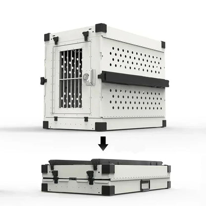 Heavy Duty Fully Collapsible Dog Crate Aluminium Alloy Medium and Large Dog Crate Folding Pet Car Crate Camping Travel IATA
