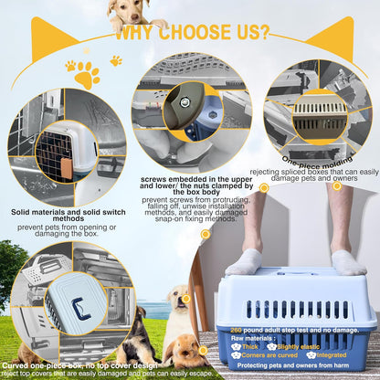 '-Pets Spree Travel Pet Carrier Dog/Cat Hard-Sided Carriers for Pets up to 15 Pounds Small Animal Carrier Airline/Road Travel Approved Stout (Orang)