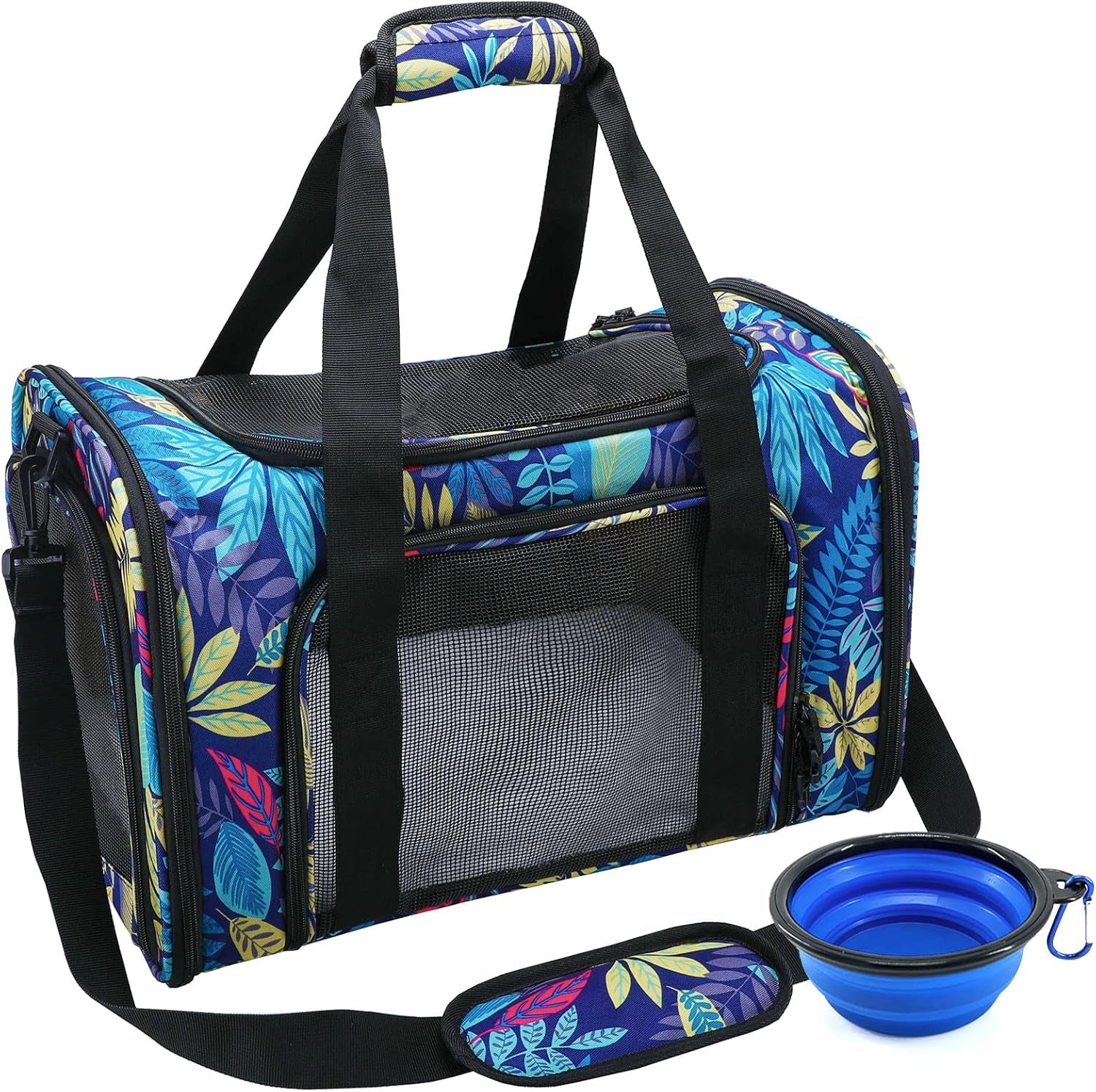 Cat Carrier Dog Carrier for Small Medium Cats Dogs, Airline Approved Pet Carrier, Portable Travel Carrier for Kitten Puppies, Cat Bag with Locking Safety Zippers