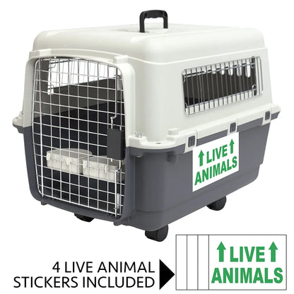 Plastic Kennel for Dogs, Wire Door, IATA Airline Approved, Travel Crate, with Wheels, Gray, Extra Extra Large, 40" L X 27" W X 30" H