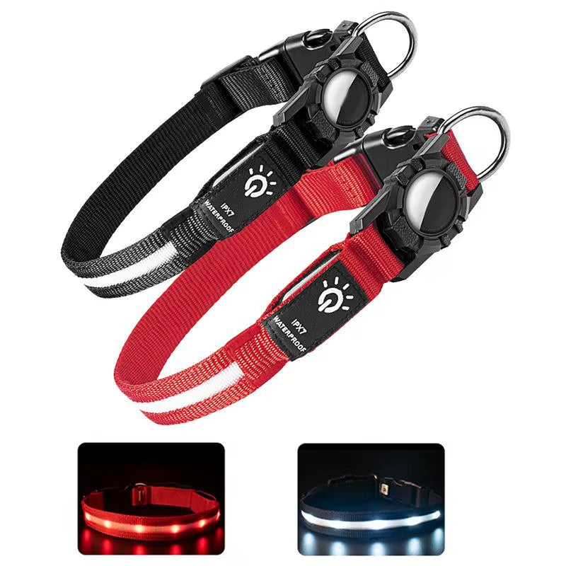 For Apple Air-Tag GPS Finder Waterproof Led Dog Collar Light USB Chargeable Swimming at Night for Apple Air Tag Tracker Case