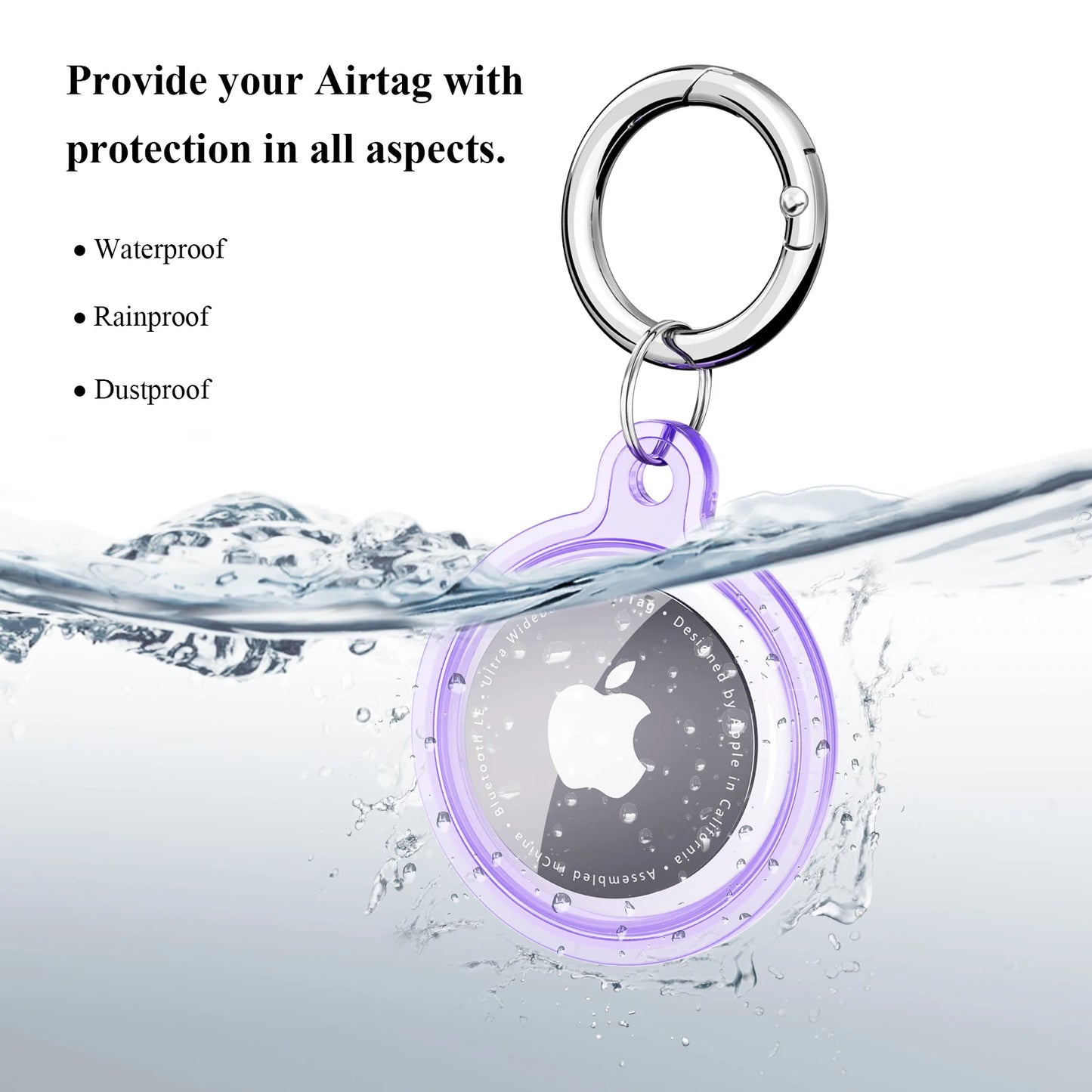 Full Cover Case For Apple Airtag Transparent Waterproof TPU Shell With Anti-lost Keychain Dog Cat Pet Collar Tracker Protective