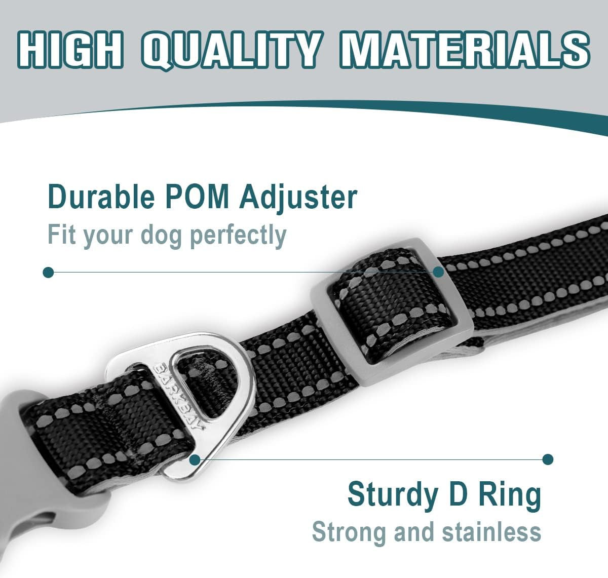 Dog Collar for Medium Small Large Dogs Reflective with Leash,Collar and Leash for Dogs,Soft Neoprene Padded 2 Pack(Black,M)