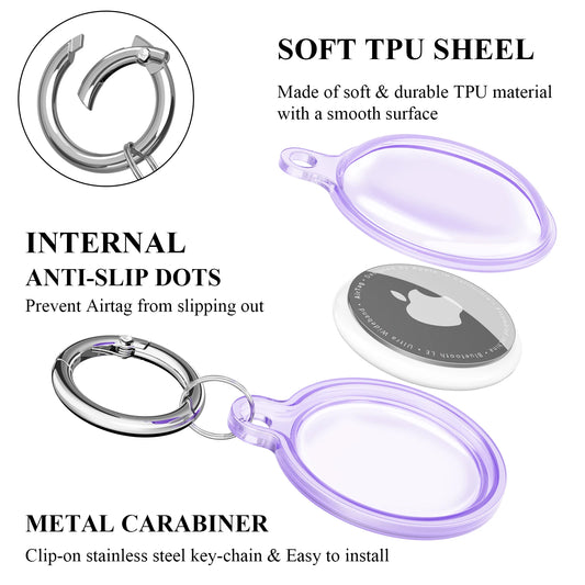 Full Cover Case For Apple Airtag Transparent Waterproof TPU Shell With Anti-lost Keychain Dog Cat Pet Collar Tracker Protective