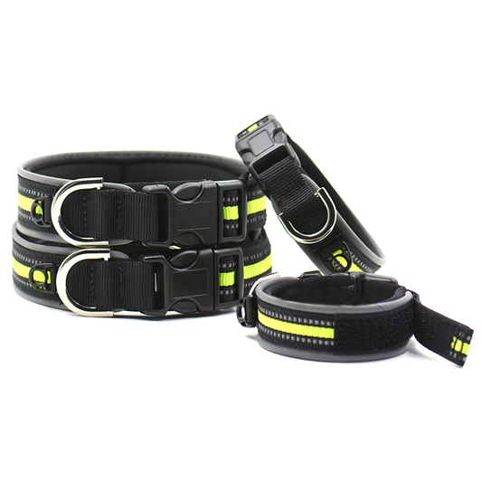 Adjustable Reflective Nylon Dogs Collar Night Outdoor Safety Pet Collar with ID Tag Hanging Hole Small Medium Large Dog Collars