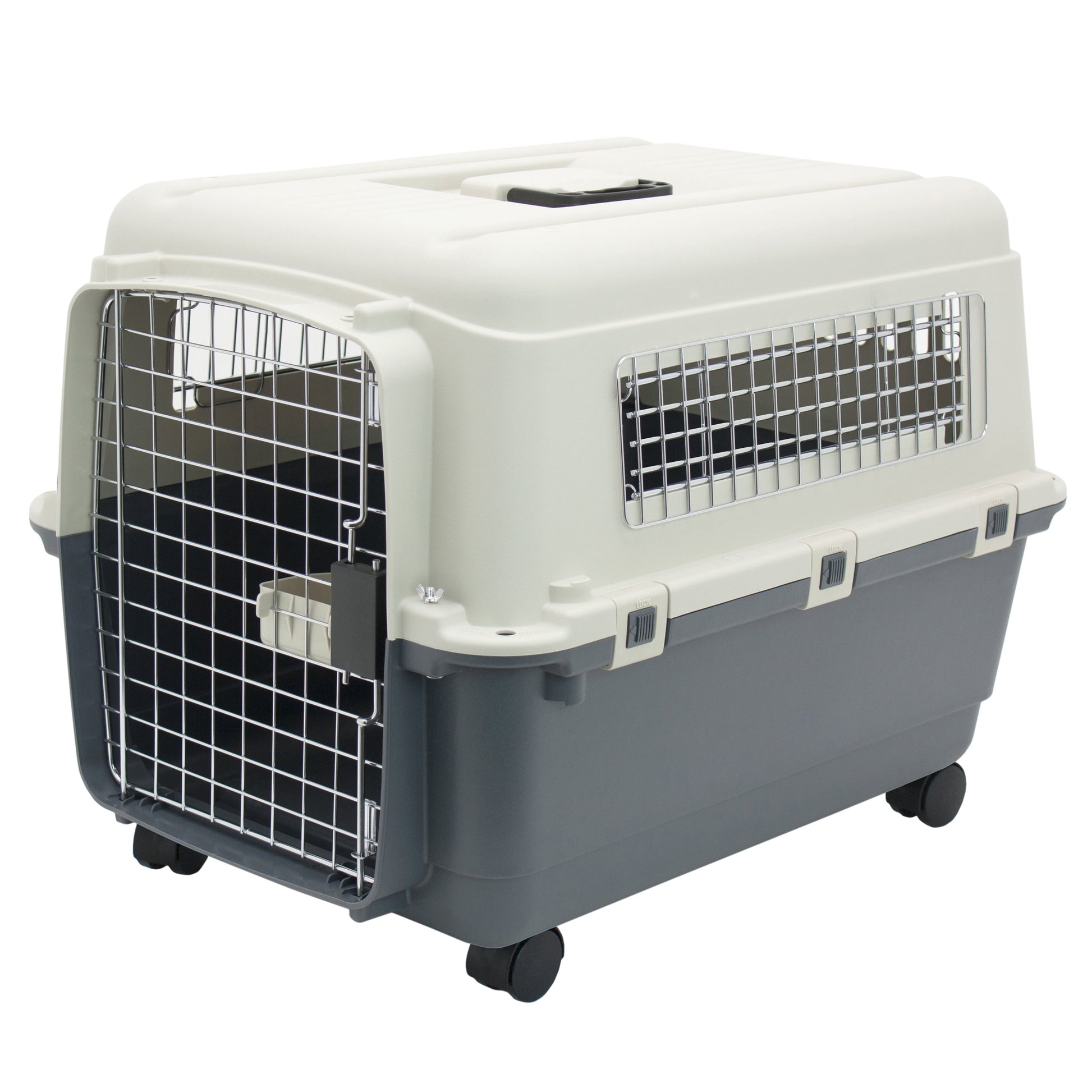 Airline Approved Plastic Dog Kennel with Wheels, Medium