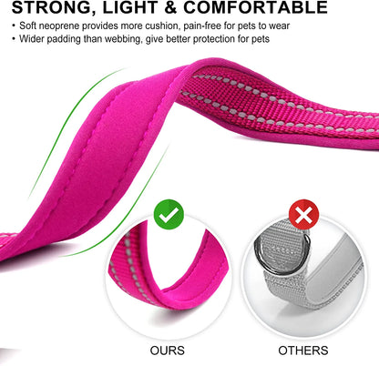 2 Pack Reflective Soft Neoprene Padded Dog Collars Adjustable Pet Collar with ID Tag Ring Safe and Comfy for Medium Dogs