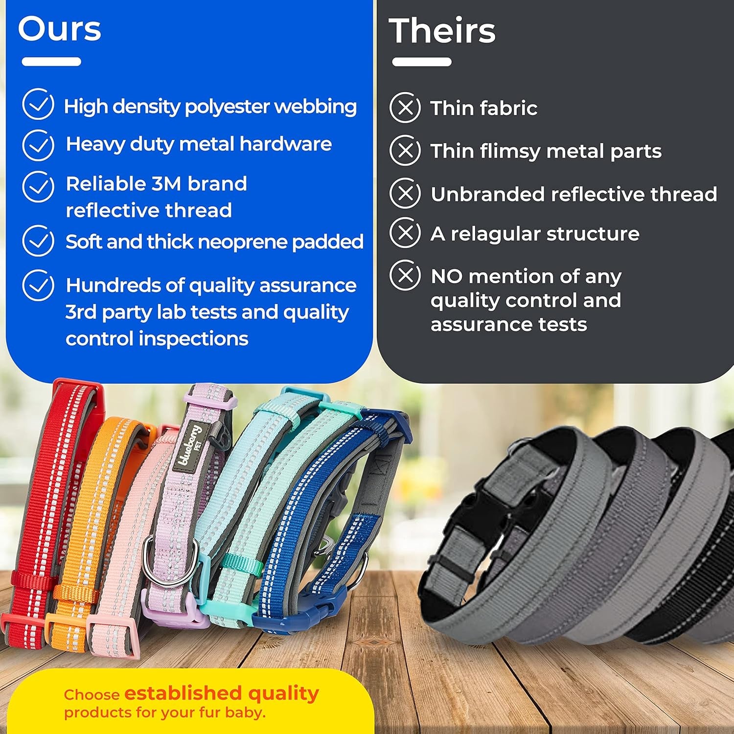 Soft & Safe 3M Reflective Neoprene Padded Adjustable Dog Collar - Lavender Pastel Color, Large, Neck 18"-26"