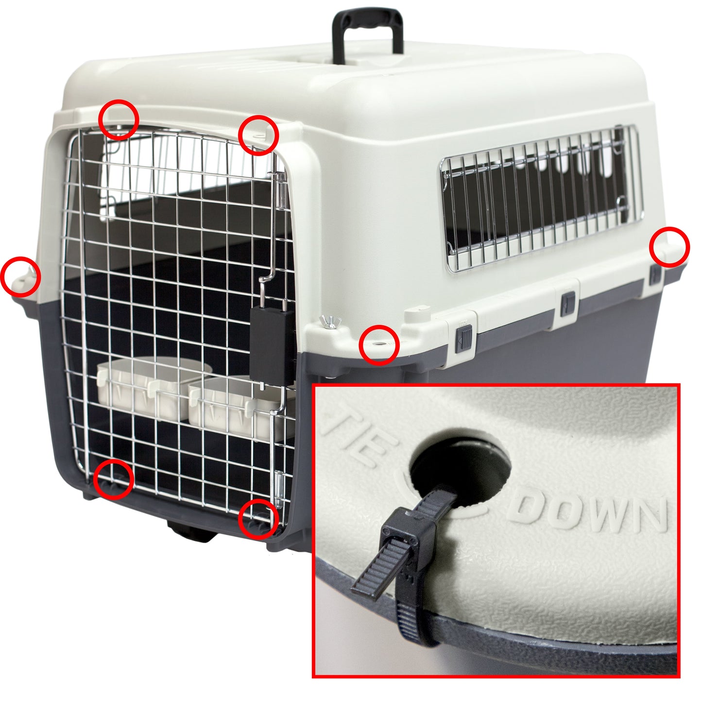 Plastic Kennel for Dogs & Cats, Wire Door, IATA Airline Approved, Travel Crate, No Wheels, Gray, Small, 24" L X 16" W X 16" H