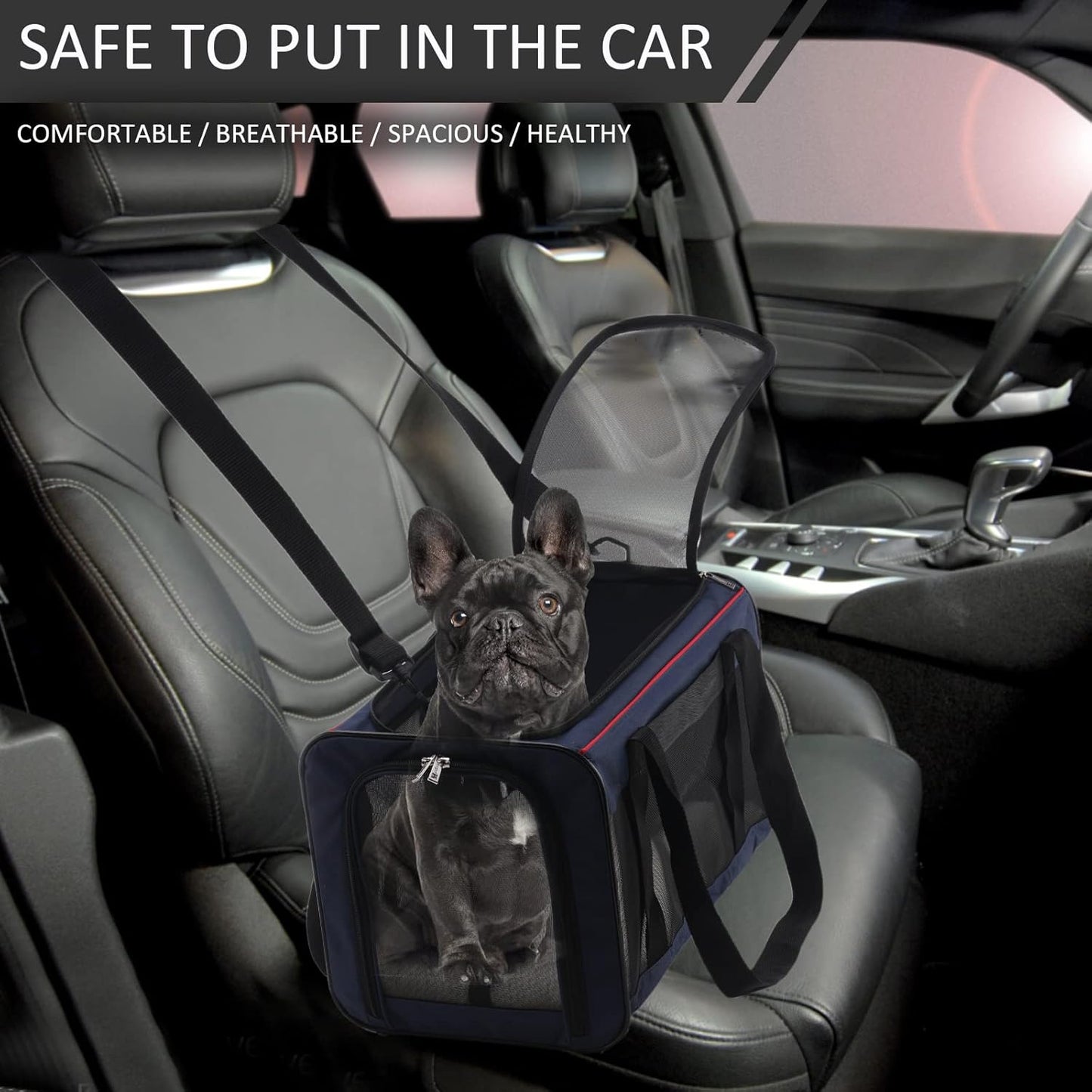 Foldable Cat & Dog Carrier - Durable Dog Travel Bag Airline Approved Pet Carrier 4-Sided Mesh Design Portable Dog Crate for Pets up to 17 Pounds with Soft Wool Felt